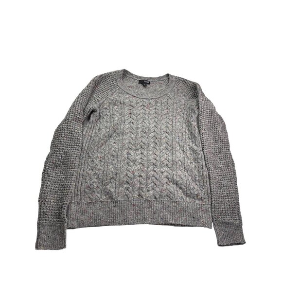 ANA A New Approach Cable Knit Sweater Gray Multicolor Flecks Size M Wool Blend - Picture 1 of 8